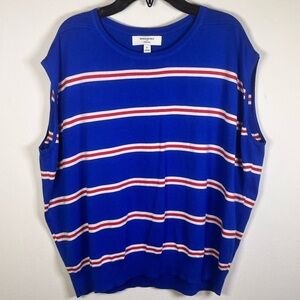 Banana Republic Vibrant Blue Top with Orange White Stripes